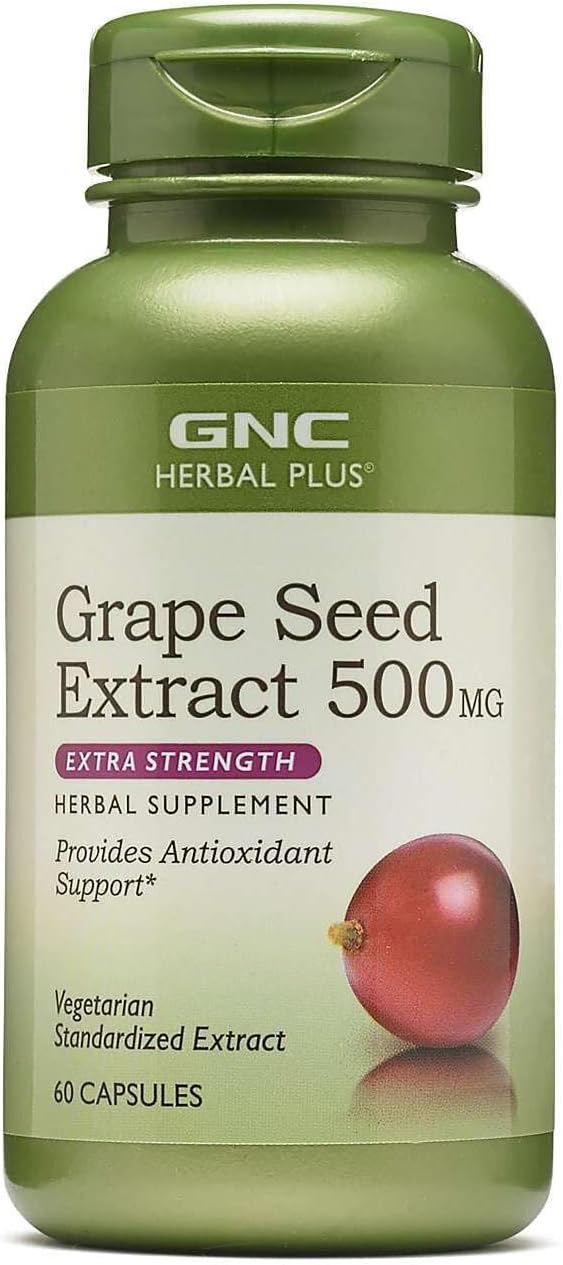 GNC Herbal Plus Grape Seed Extract 500mg Supplement Extra Strength Vegetarian 60 Servings