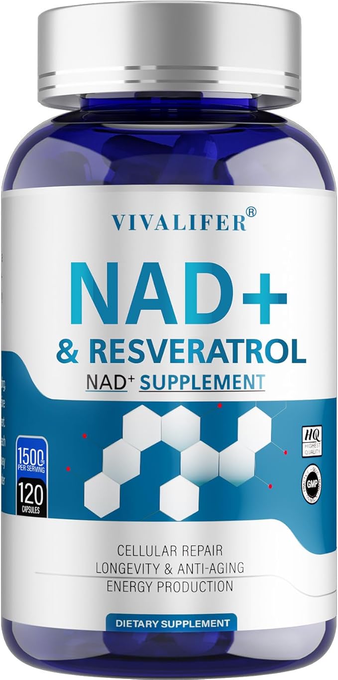 NMN Supplement Alternative 1500 mg - 120 Capsules (40 Day Supply) High Purity NAD+ &amp Resveratrol for Anti-Aging Antioxidant Support Energy &amp Focus Boost