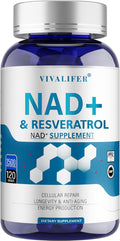 NMN Supplement Alternative 1500 mg - 120 Capsules (40 Day Supply) High Purity NAD+ &amp Resveratrol for Anti-Aging Antioxidant Support Energy &amp Focus Boost