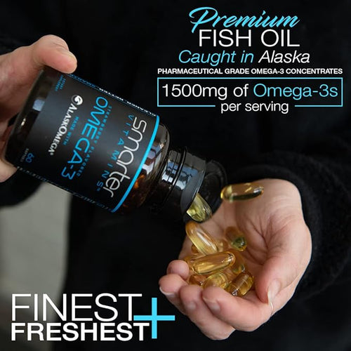 (2 Pack) Smarter Omega 3 Fish Oil Berry Flavor Burpless Tasteless 2000mg Potent Triple Strength DHA EPA Brain OMEGA3 Made with AlaskOmega®