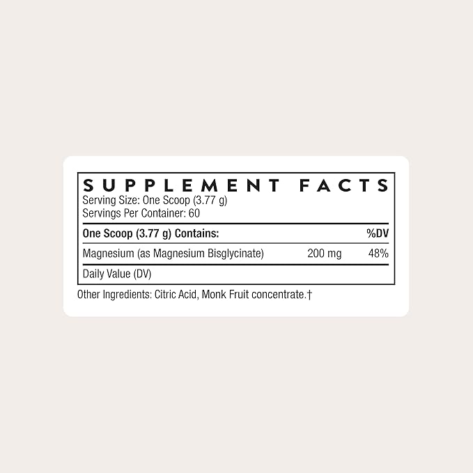 THORNE - Magnesium Bisglycinate - Powdered Magnesium Formula - Supports Restful Sleep Muscle Relaxation Heart Health &amp Metabolism* - NSF Certified for Sport - Gluten Dairy &amp Soy-Free - 60 S