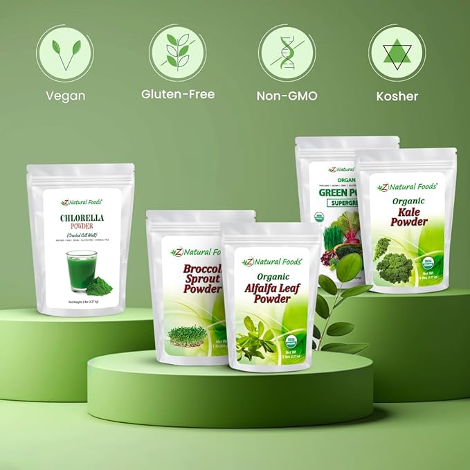 Broccoli Sprout Powder - All Natural Antioxidant Vitamin &amp Mineral Superfood Supplement - Mix in Smoothies Shakes &amp Recipes - Raw Vegan Gluten Free Non GMO - Bulk 1 lb Size