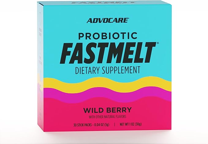 AdvoCare Probiotic Fastmelt - Premium Dietary Supplement for Gut Immune System &amp Heart Health Support* - Wild Berry 30 Stick Packs
