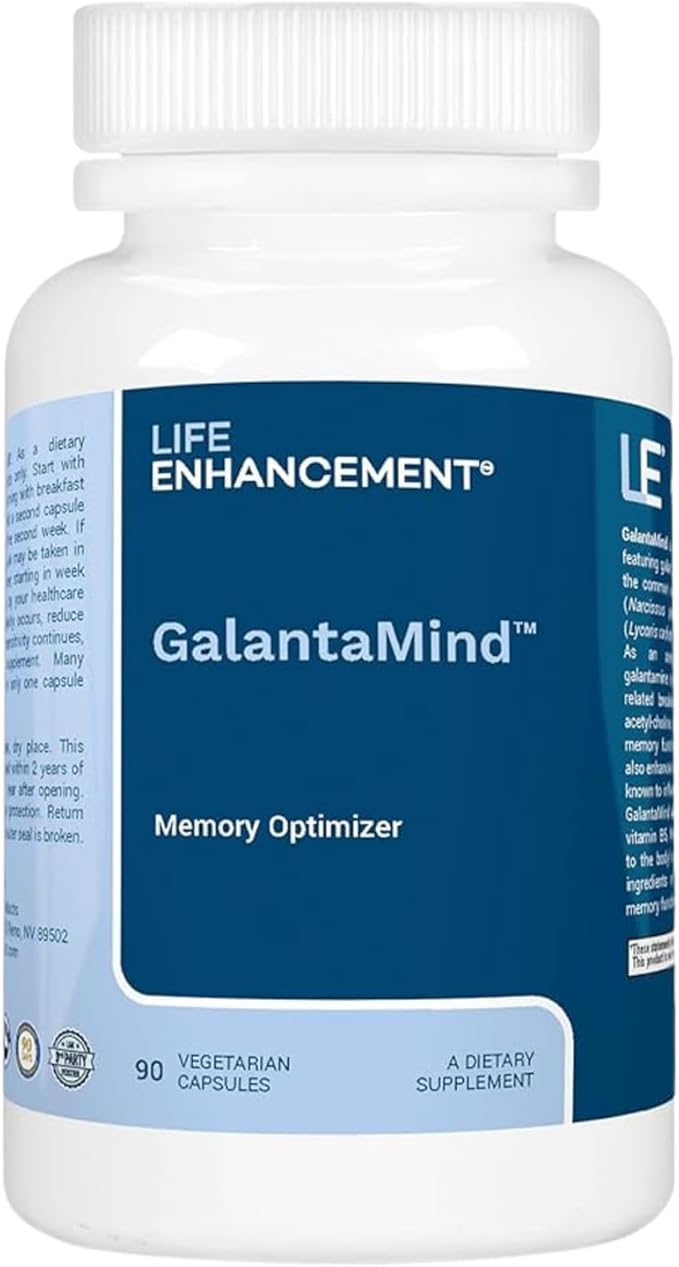 Life Enhancement Galantamind Brain Supplement for Memory and Focus - Vitamin B5 &amp Galantamine Supplement - Mental Clarity &amp Cognitive Enhancement (8mg - 90 Capsules Galantamind)