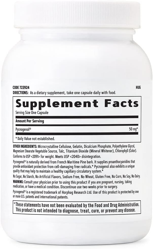 GNC Pycnogenol 50mg Maintains Circulatory Health 120 Capsules