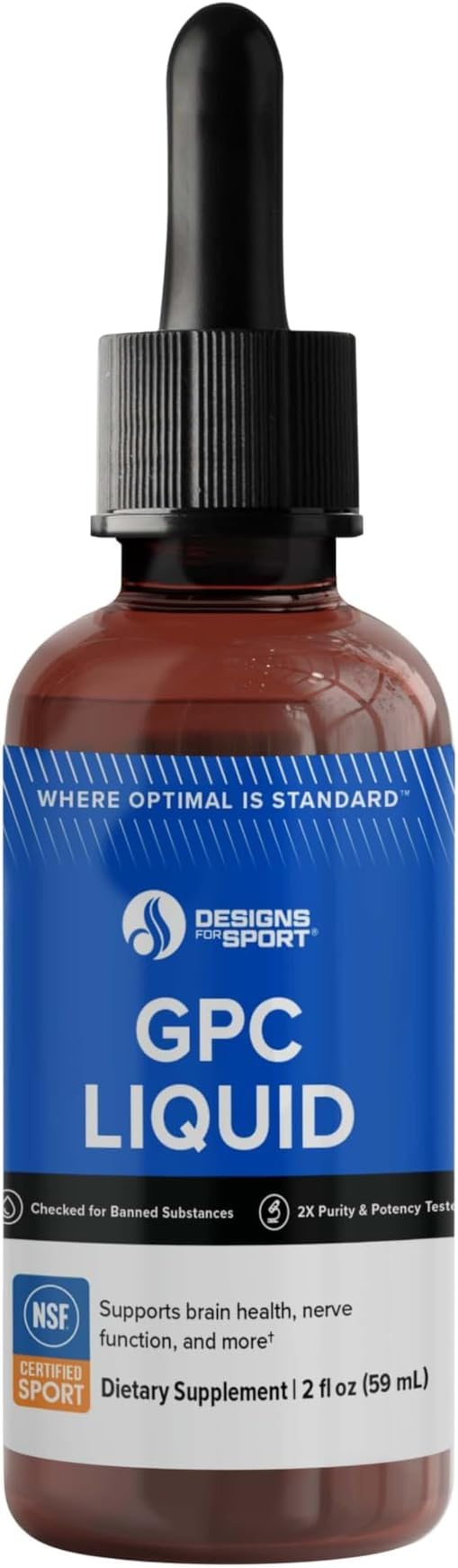 Designs for Sport GPC Liquid - Supports Choline Status &amp Brain Health* - L-Alpha-Glycerylphosphorylcholine - NSF Certified for Sport - 59 mL (2 fl oz) 30 Servings