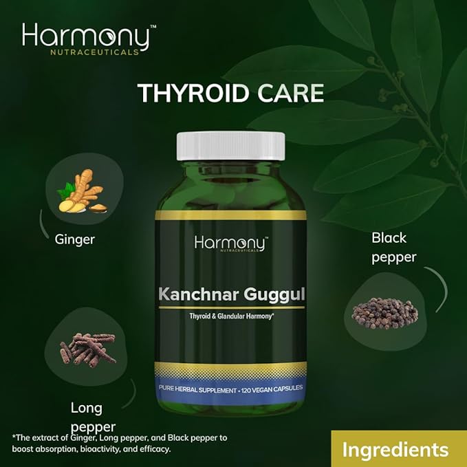 Kanchnar Guggul – Thyroid &amp Glandular Harmony – 120 Vegan Capsules – Harmony Nutraceuticals Guggul Resin