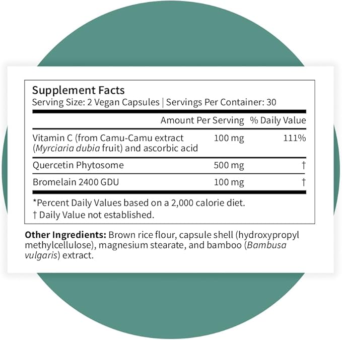 Pattern Wellness Quercetin Supplement with Bromelain - Immune Function &amp Cellular Health Support - Antioxidant &amp Whole Body Wellness - 180 Vegan Capsules