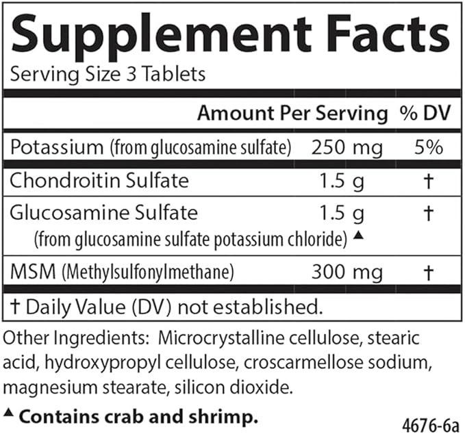 Carlson - Nutra-Support Joint Glucosamine Chondroitin &amp MSM Joint Function Cartilage Support &amp Optimal Wellness 60 tablets
