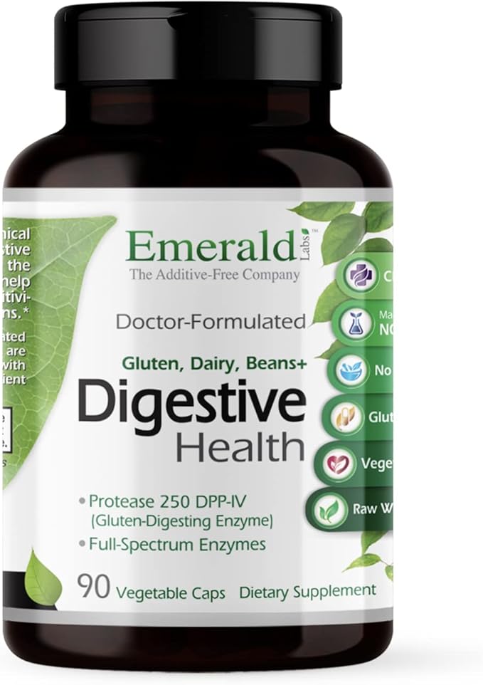 EMERALD LABS Digestive Health - Digestive Aid with Probiotics &amp Digestive Enzymes - Supports Gut Health &amp Constipation - Vegetarian Gluten-Free - 90 Vegetable Capsules (30-Day Supply)