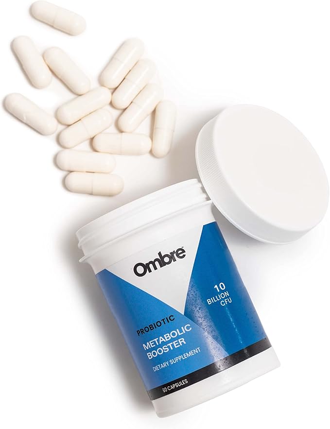 Ombre Metabolic Booster Probiotic - Supports Metabolism Healthy Weight Management &amp Digestion - Energy &amp Gut Health Supplement for Women and Men - 10 Billion CFU Prebiotic Fiber Vegan 30 S
