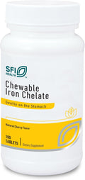 Klaire Labs SFI Health Chewable Iron Chelate - 30 Milligrams Elemental Iron Easy on The Stomach &amp Hypoallergenic Natural Cherry Flavor (100 Tablets)
