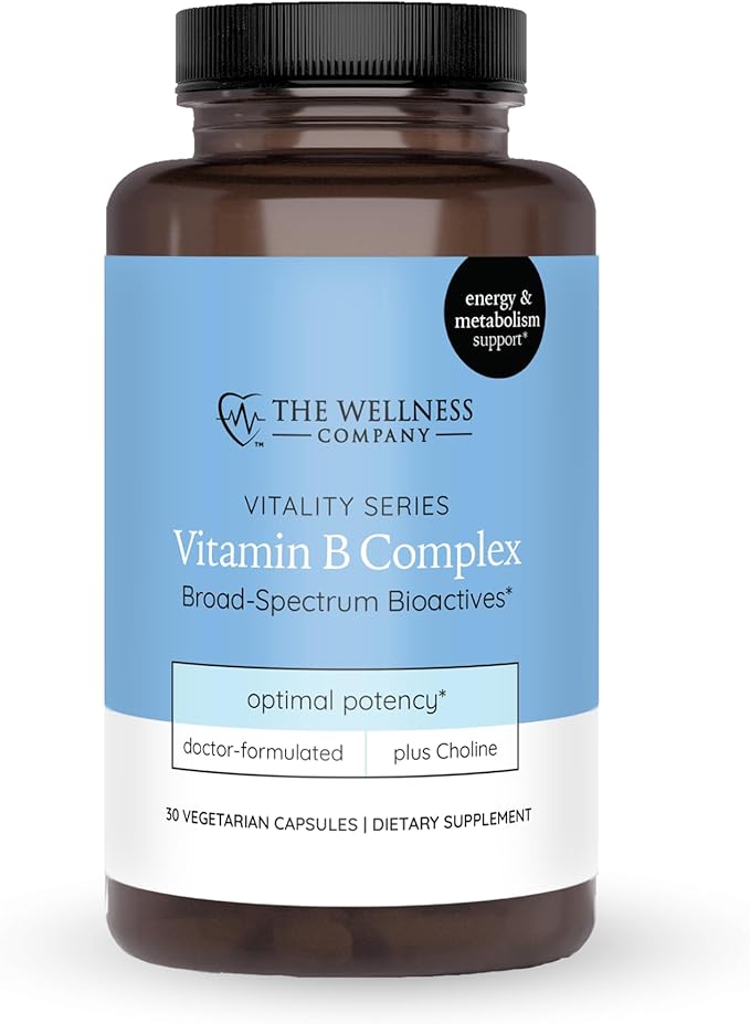 The Wellness Company Vitamin B Complex – Muscle Recovery Focus &amp Resilience Broad-Spectrium Methylated B Vitamins | 30ct (1 Month Supply)