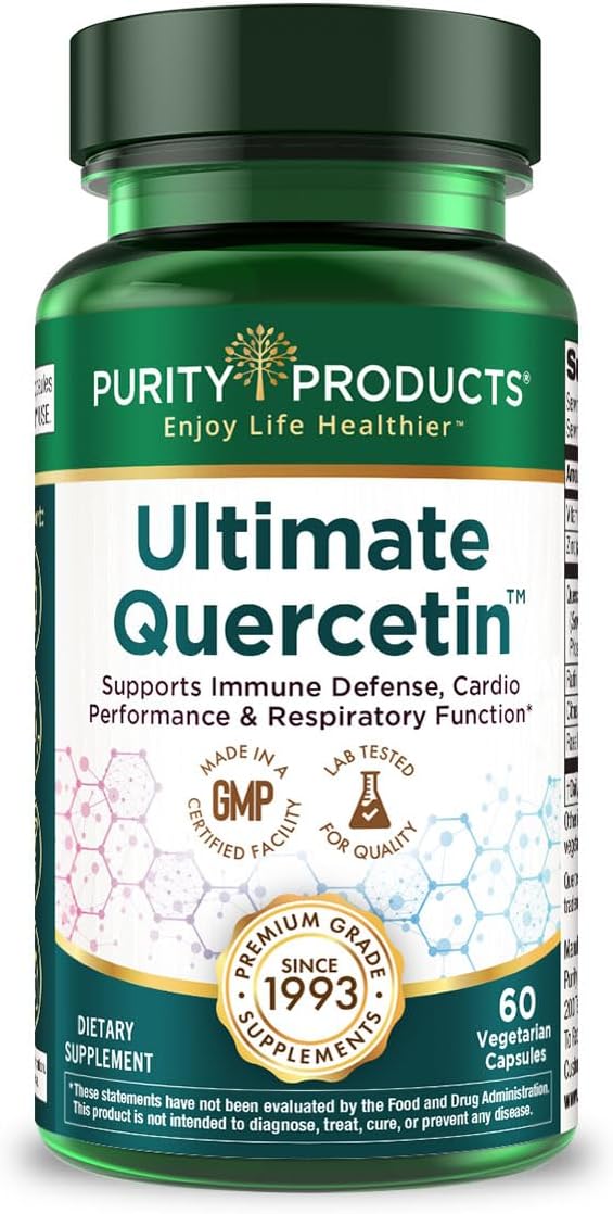Purity Products Ultimate Quercetin 20x More Absorbable Than Ordinary Quercetin - Quercefit Phytosome Zinc Vitamin C &amp More - Supports Immune Lung Function &amp More - 60 Veg Capsules