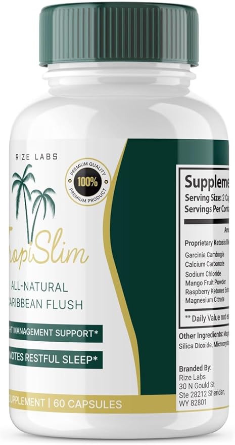 rize labs - Tropislim All Natural Caribbean Flush Weight Loss Supplement Slimming Capsules for Women Healthy Lifestyle + Leaner Physique (60 Capsules)