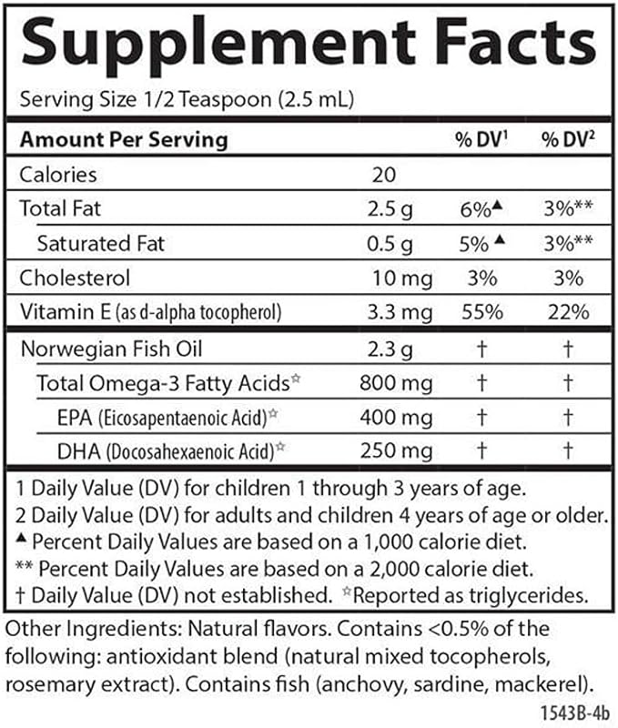 Carlson Kid's The Very Finest Fish Oil Lemon Norwegian 800 mg Omega-3s 200 mL