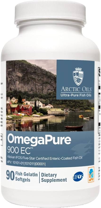 XYMOGEN OmegaPure 900 EC - Alaskan IFOS Five-Star Certified Omega 3 Fish Oil - EPA DHA Fish Oil Supplement- Supports Cardiovascular and Brain Health (90 Enteric-Coated Softgels)