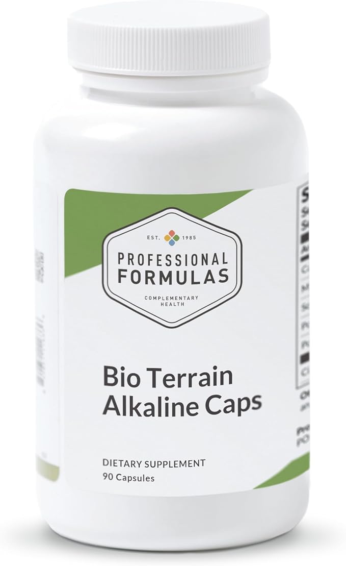 Professional Formulas Bio Terrain Alkaline Caps – Supports pH Balance Electrolyte Replenishment &amp Cellular Alkalinity – with Calcium Magnesium Potassium &amp Citric Acid – 90 Capsules