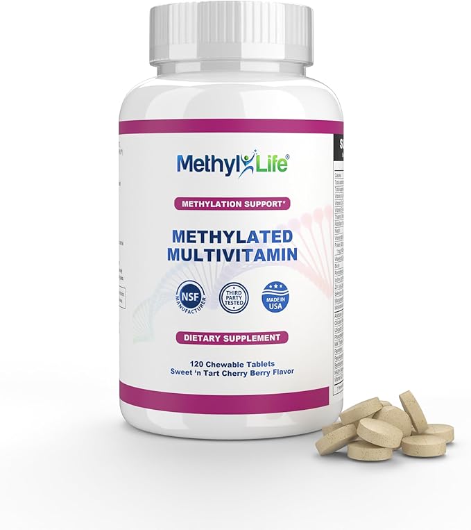 Methyl-Life® Methylated Multivitamin – Chewable Multi with Active Folate (Cerebrofolate®) &amp B12 – High Absorption Vegan Non-GMO Gluten-Free | 120 Tablets