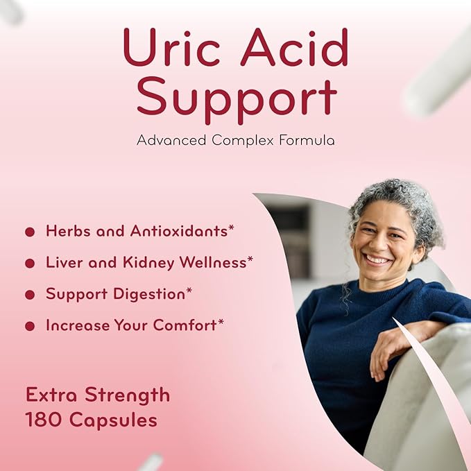 Herbal Uric Acid Support Formula - Kidney &amp Uric Acid Cleanse &amp Detox with Chanca Piedra Tart Cherry Celery Seed Bromelain &amp Cranberry Extract - Made in a GMP Certified Facility (90 Servin