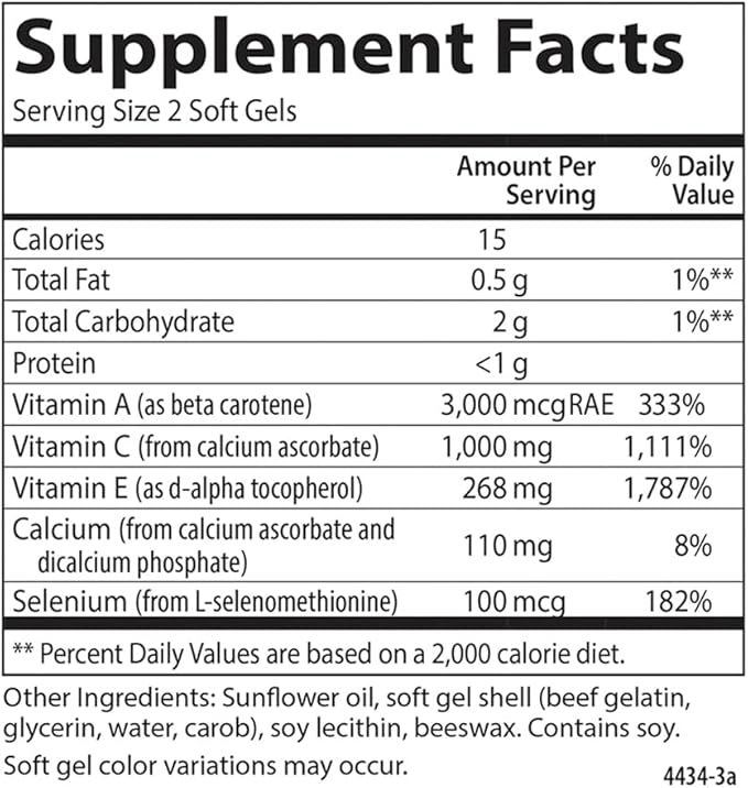 Carlson - ACES Vitamins A C E + Selenium Cellular Health &amp Immune Support Antioxidant 300 Softgels