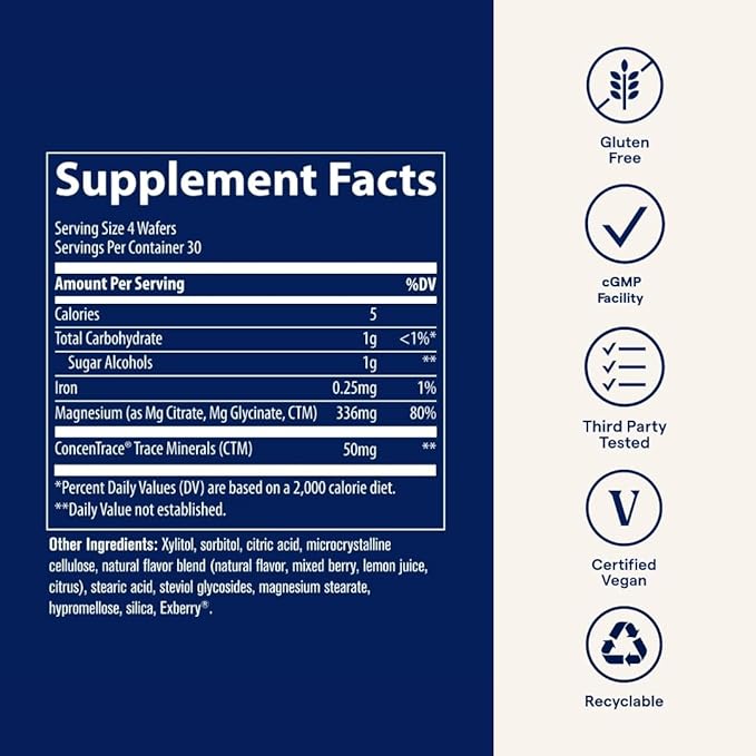 Trace Minerals Magnesium Chewable - Calm Support for Adults - Cardiovascular Health Bone Strength &amp Immune Support - Chewable Supplement - Raspberry Lemon - 120 Count (30 Servings)