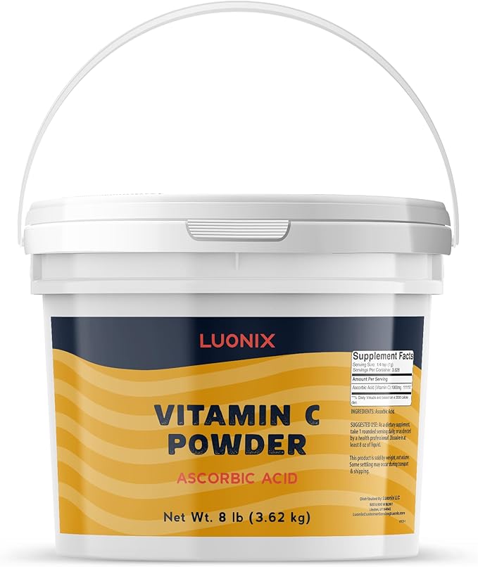Luonix Vitamin C Powder 1 Gallon Bucket Ascorbic Acid Supplement