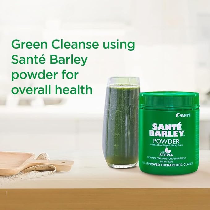 Sante Barley Pure Powder Canister - 200 Grams - Pack of 1 - Gluten Free - Natural Formula - Herbal Food Supplement Organic Greens Powder - from New Zealand - Certified Pure Organic