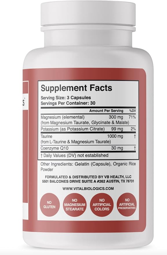 Heart Calm- Helps Support and Maintain a Healthy Heart Rhythm- A Natural Fast-Acting Formula with Magnesium Taurate Glycinate Malate and More. 90 Capsules.