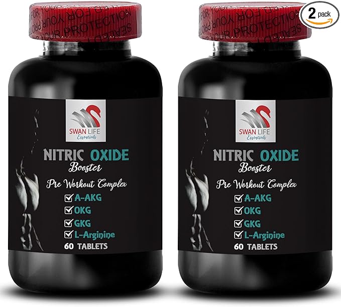 L-Arginine - NITRIC OXIDE BOOSTER - Nitric oxide supplements for men Strength enhancer Energy booster Training formula Stamina blend Pump support Muscle recovery Exercise fuel 2 Bot 120 Tabs