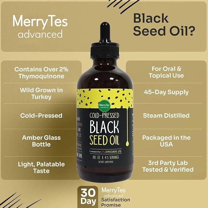Black Seed Oil | 3 Times Thymoquinone | Cold-Pressed | Nigella Sativa - Turkish | Super Antioxidant to Support Immunity Joints Digestion Hair Skin &amp Nails | Glass Bottle | 8 oz