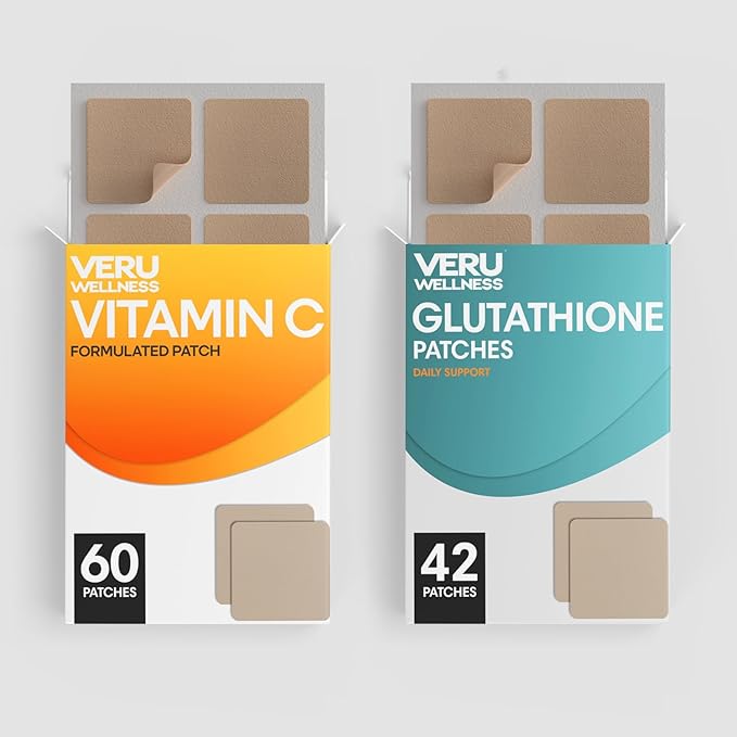 Veru Wellness Antioxidant Power Duo Lifestyle Patches C Glutathione - Self Adhesive Time Release Topical Patch 8-10 Hours (42 Day Supply)