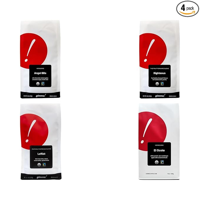 Bean Box Coffee Sampler - Roasted by Gimme! 4-Pack Freshly Ground Coffee Gourmet Coffee