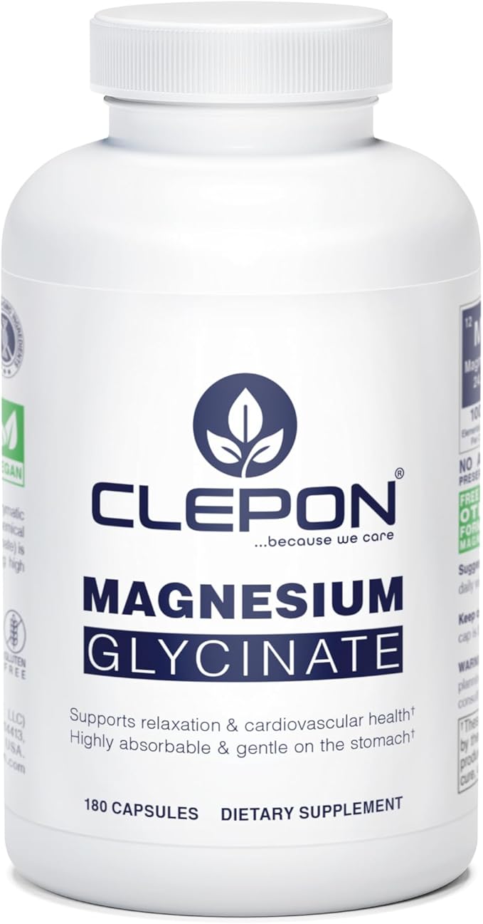 Magnesium Glycinate - 100% Chelated for High Absorption - 180 Capsules - 100mg Elemental Magnesium per Capsule - Relaxation Muscle Cramps Relief &amp Sleep Support - 3rd Party Tested Vegan