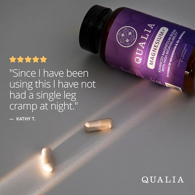 Qualia Magnesium+ | Doctor-Formulated. Premium Formula | High Bioavailability | 10 Forms of Magnesium &amp 70+ Minerals | Relaxed Mood restful Sleep &amp Exercise Recovery | 1 Month Supply