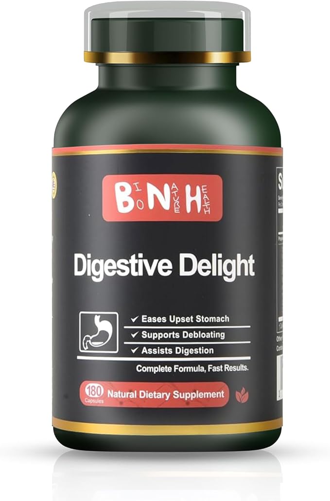 Digestive Delight - Balances Good &amp Bad Bacteria Naturally - Improved Nutrient Absorption - Microbiome - Excessive Gas - Bloating - Abdominal Pain &amp Discomfort - Gut Health - Probiotic Free -
