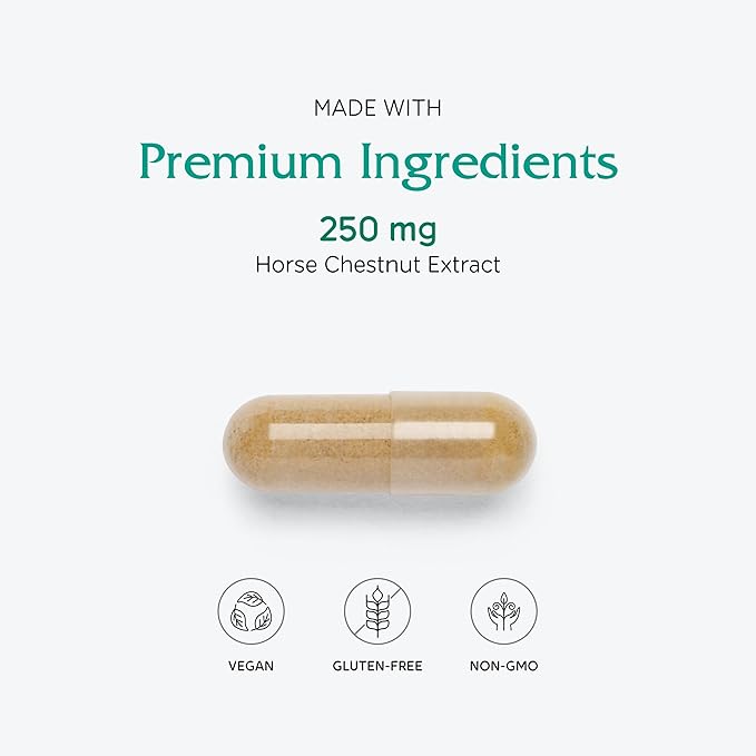 Vitanica Horse Chestnut Promotes Vein and Capillary Strength &amp Circulation Vegan 60 Capsules
