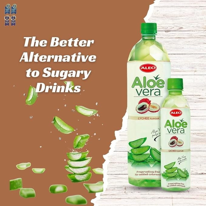 ALEO 1.5L Premium Lychee Aloe Vera Drink - Natural No Preservatives No Artificial Colors Superior Taste Award 2025