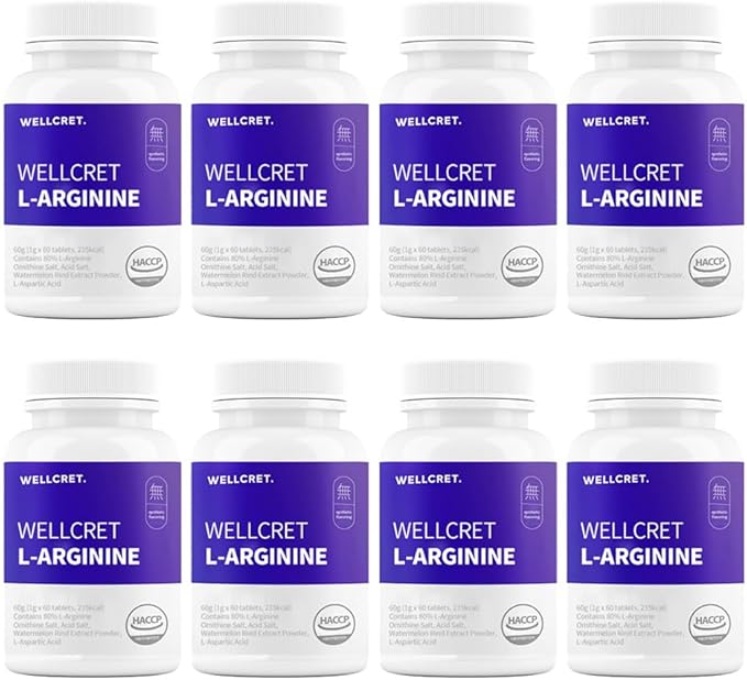 L-Arginine Supplement 480 Tablets (Pack of 8) - Promotes Healthy Blood Flow Supports Exercise Performance and Immune Function