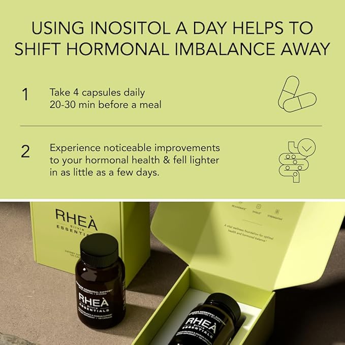 RHEASILVIA Rhea Myo-Inositol &amp D-Chiro Inositol Supplement for Women | 40:1 Ratio with Myoinositol Folate &amp Magnesium | Hormone &amp Metabolic Support | 120 Vegan Capsules | 30 Servings
