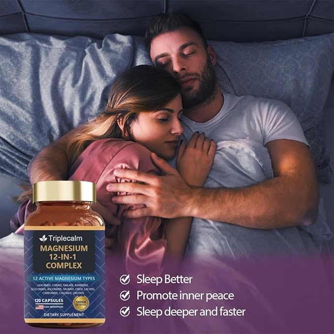 Magnesium Complex 12 in 1 for Women &amp Men 1000mg High Absorption Magnesium Supplement with Glycinate Citrate Malate &amp Taurate Supports Sleep Muscle Nerve &amp Relaxation Vegan 120 Cap