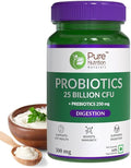 Probiotic 25 Billion CFU + prebiotics 250 mg l Prebiotics and Probiotics Capsules for Women and Men to Support Gut Health 60 Veg Capsules