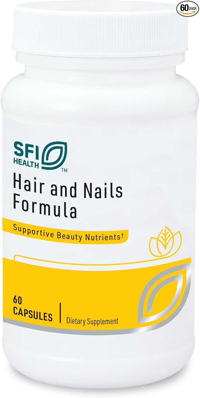Klaire Labs SFI Health Hair and Nails Formula - 10000 Micrograms Soy &amp Dairy-Free Biotin Complex with Inositol &amp PABA (60 Capsules)