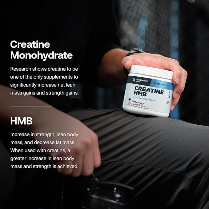 Transparent Labs Creatine HMB - Creatine Monohydrate Powder with HMB for Muscle Growth Increased Strength Enhanced Energy Output and Improved Athletic Performance - 30 Servings Hawaiian Splash