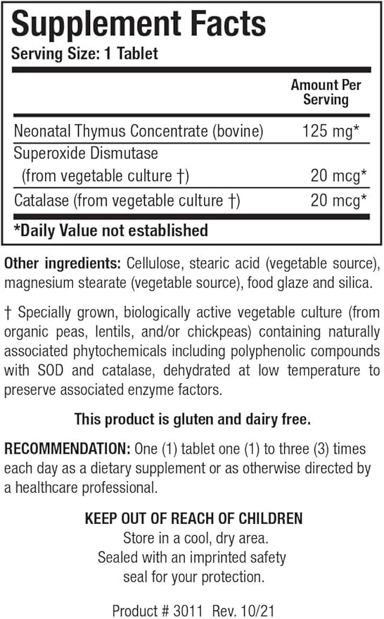 Biotics Research Cytozyme Thy Neonatal Thymus Concentrate Supports Health of The Thymus Gland Healthy Immune Response and Pathway Processes Supports Immune System 60 Tablets