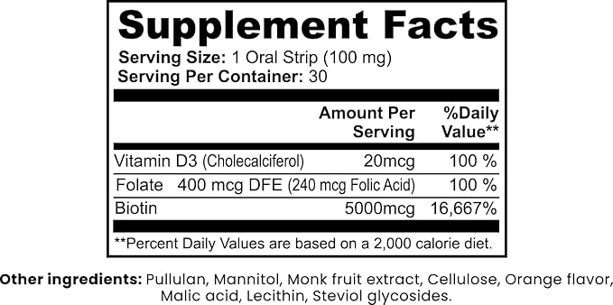 Lara Oral Strips for Hair Skin &amp Nails Nutritional Support | 30 Count