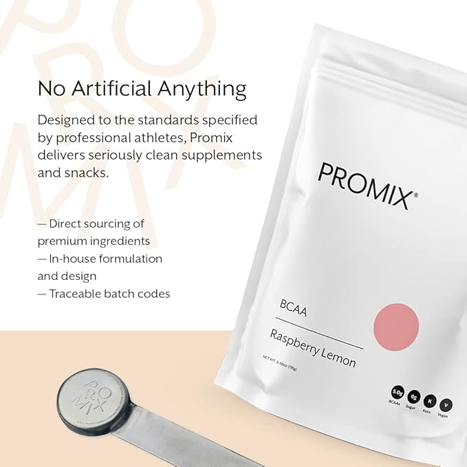 Promix BCAA Post-Workout Energy Powder - 5g Micronized BCAAs Sugar Free Plant Based Vegan Keto - Raspberry Lemon - 30 Servings (Pack of 1)