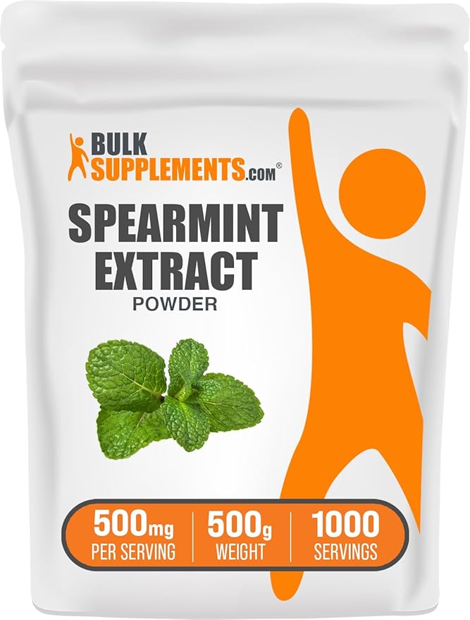 BulkSupplements.com Spearmint Extract Powder - Food-Grade Spearmint Powder Herbal Supplement - Vegan &amp Gluten Free 500mg per Serving 500g (1.1 lbs) (Pack of 1)
