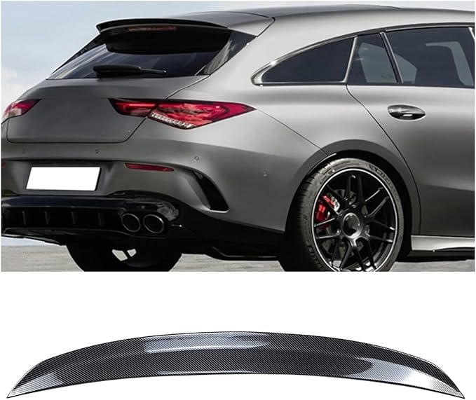 Compatible With Benz CLA Class X118 CLA200 260 CLA35 CLA45 AMG 2019-2022 Rear Trunk Lid Spoiler Wing Carbon Fiber Look Splitter Lip (Color : Glossy Black)