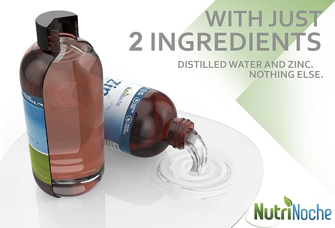 Liquid Zinc Supplement by Nutrinoche: Organic Liquid Drops - Ionic Zinc and Picolinate Alternative - 99.99% Ultra Pure Crystalline Nano Particles - for Adults and Children - (32 oz)